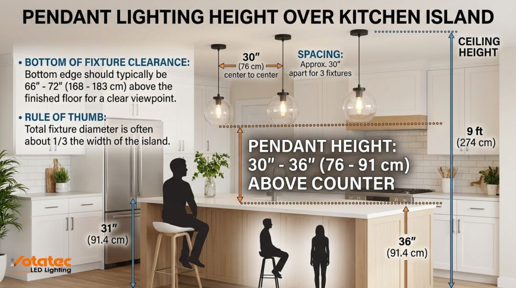 Pendant Lights Over a Kitchen Island